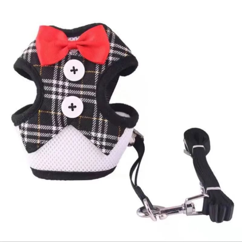 Adjustable Pet Harness with Bow Tie Leash