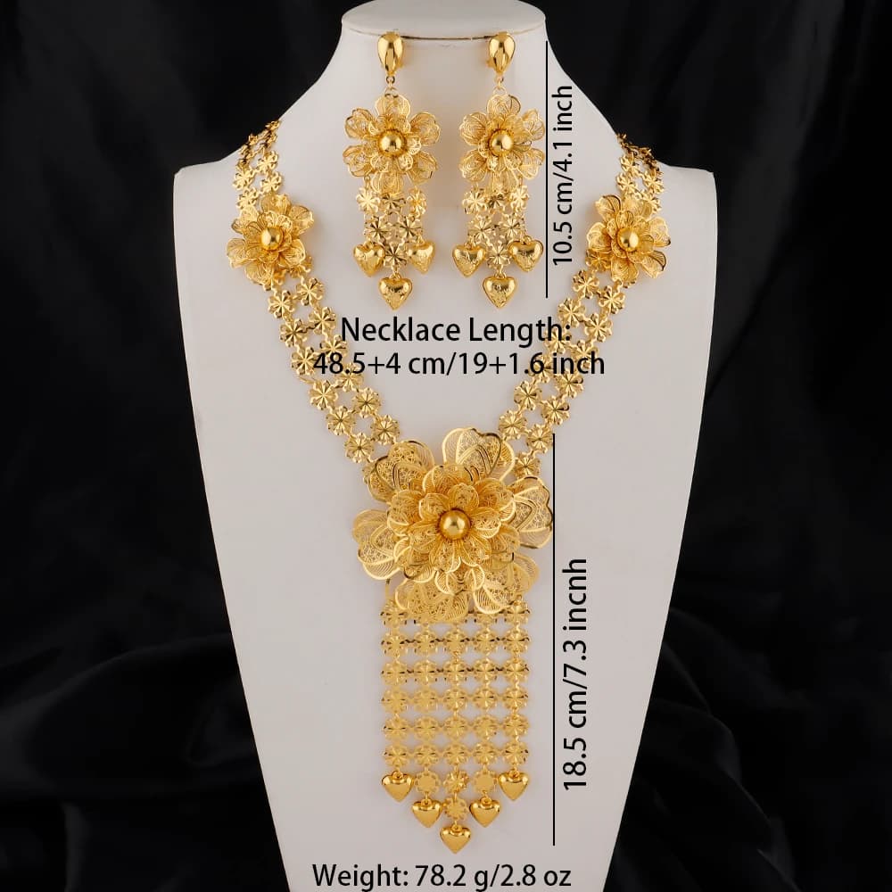 Middle East Jewelry Set Luxury Jewelry Sets Gold Plated Jewelry Tassel Necklace and Earrings Jewellery Set Wholesale