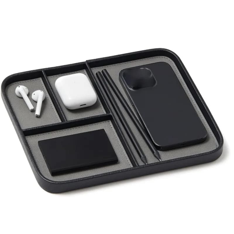 PU Leather Nightstand Organizer Tray