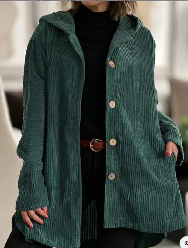 Women's Hooded Corduroy Casual Jacket