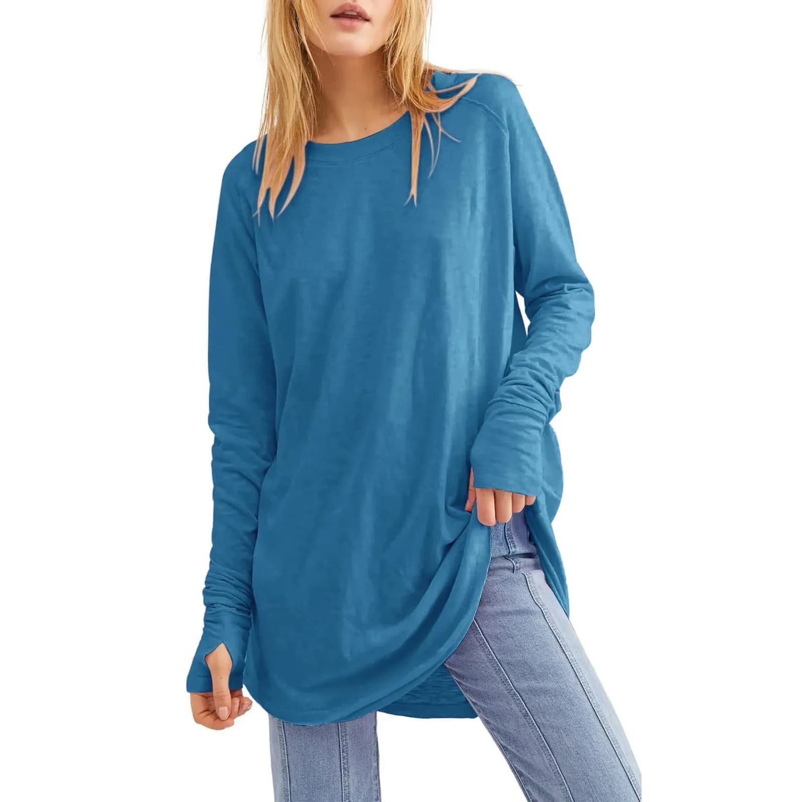 Women's Loose Long Sleeve Round Neck Top
