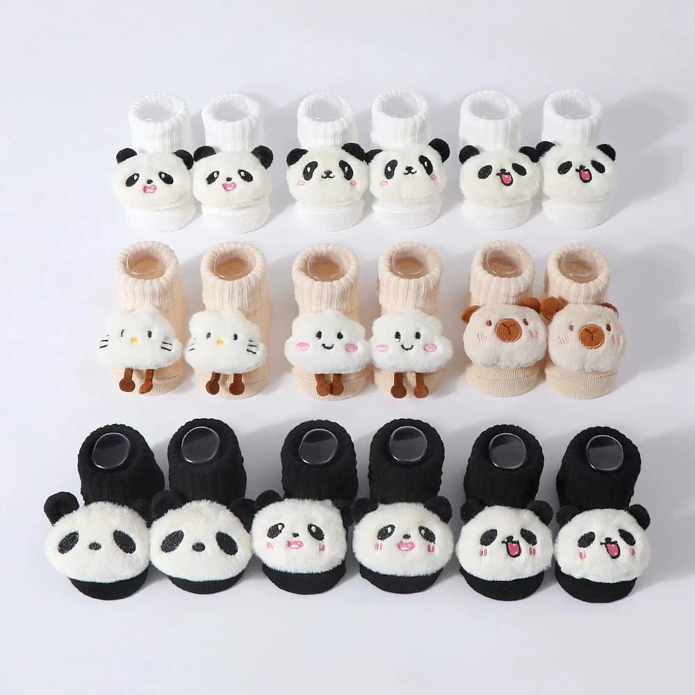 Newborn Cotton Baby Socks With Animal Prints 3-Pack