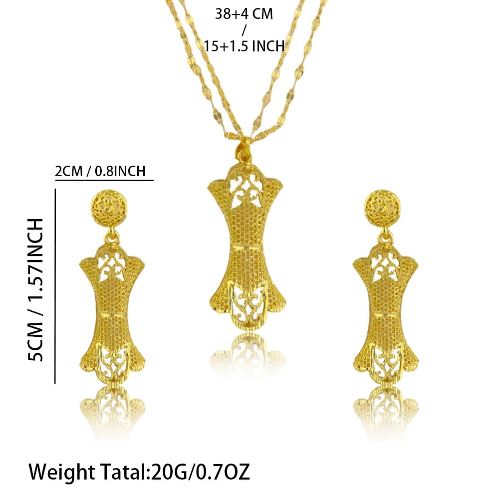 Dubai Gold Jewelry Set for Women Wedding Party Necklace Earrings Sets Indian Jewelry Set Free Shipping Bridal Costume Gifts