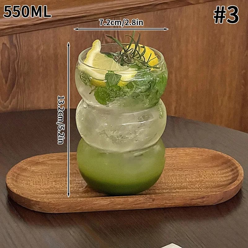 Glass Drinking Cup with Grip Pattern