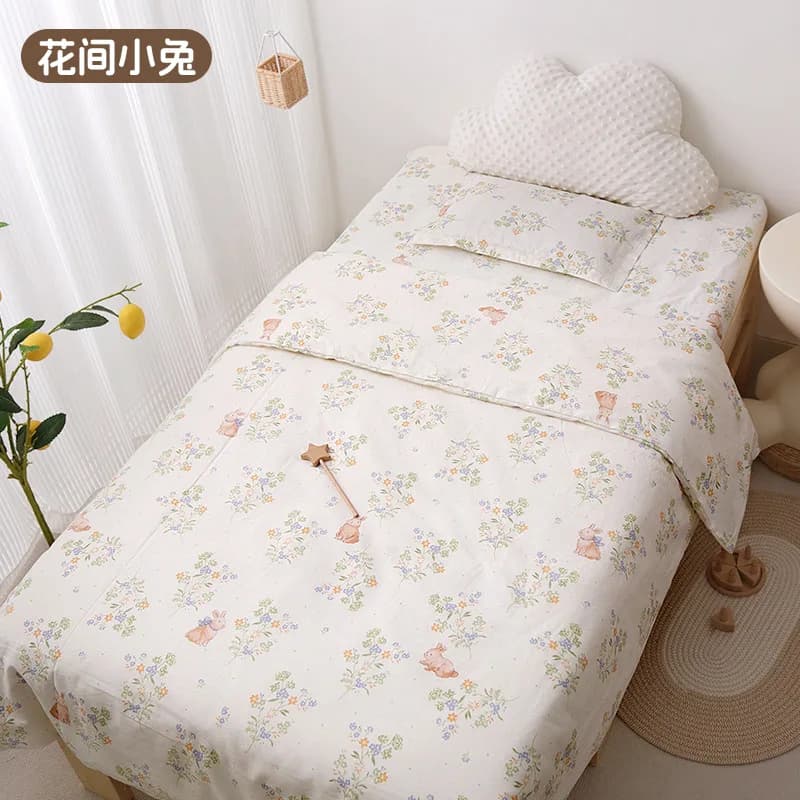 3Pcs Set Newborn Baby Crib Bedding Sets Cotton Soft Cartoon Print Color Bedroom Bed Cot Linen Quilt Cover Case Sheets Pillow