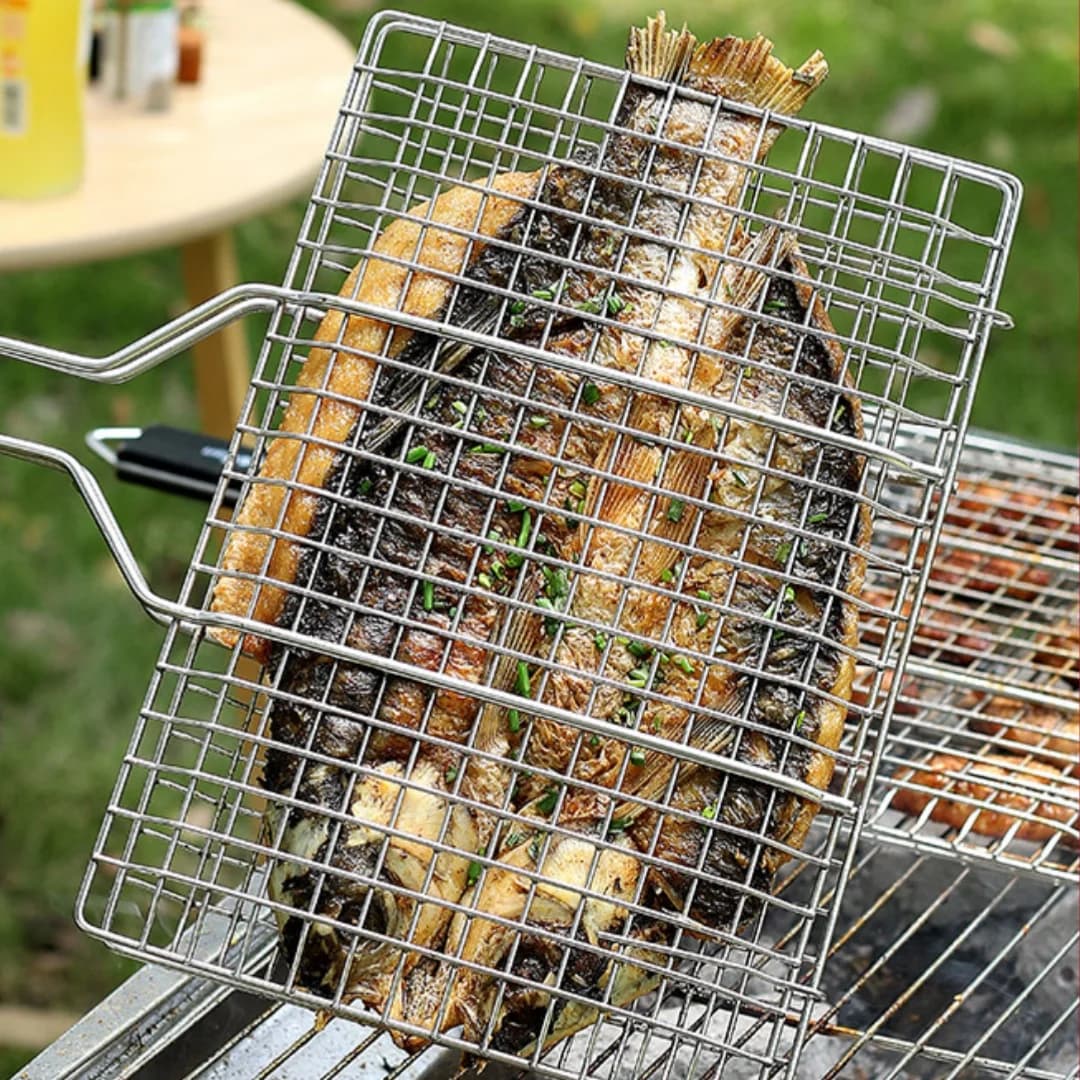 Large Folding BBQ Grill Basket with Handle