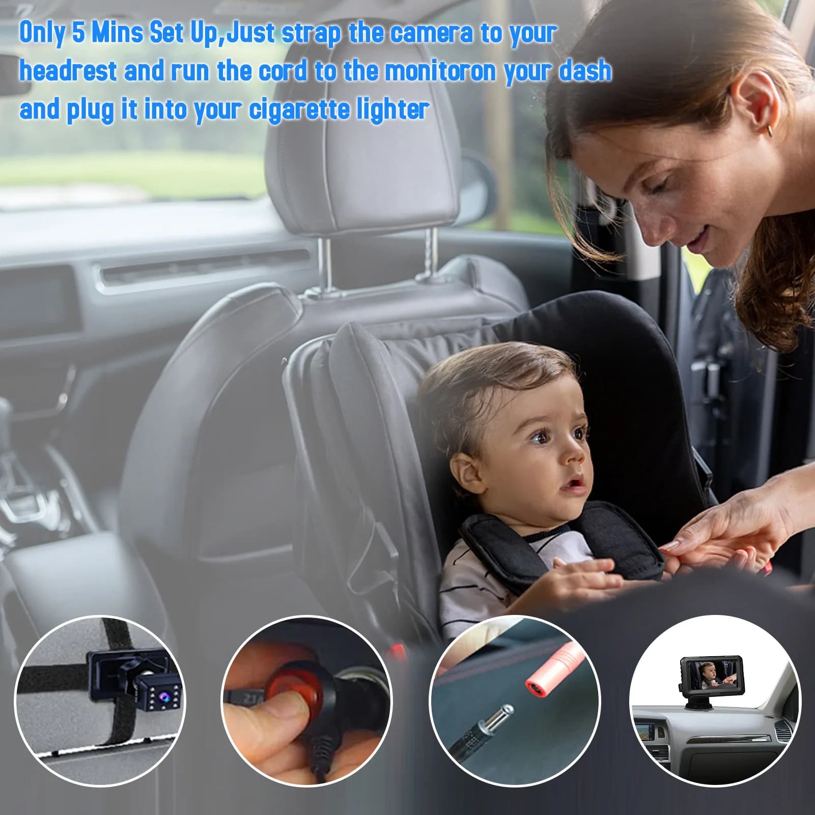 Baby Car Mirror Monitor with 1080P Camera