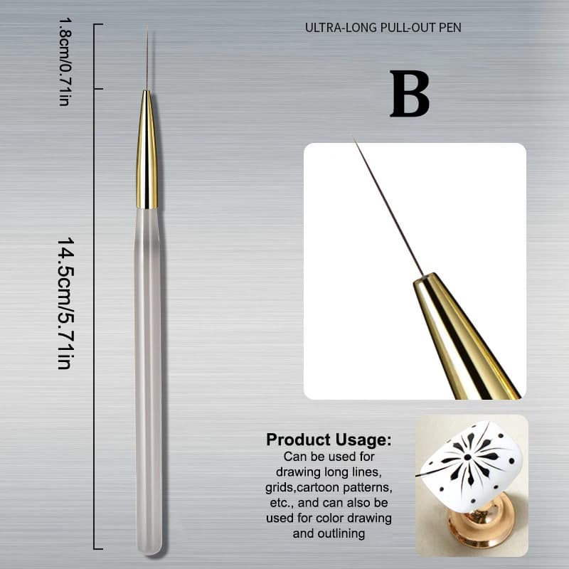 Nail Art Painting Brush Acrylic Lines Pen Stripes Grid Flower Butterfly Drawing Watercolor Brushes UV Gel DIY Design Manicure