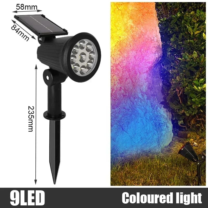 9/4 LED Solar LED Light Spotlights Outdoor IP65 Waterproof Lights Brightness Adjustable for Garden Backyard Driveway Patio Decor