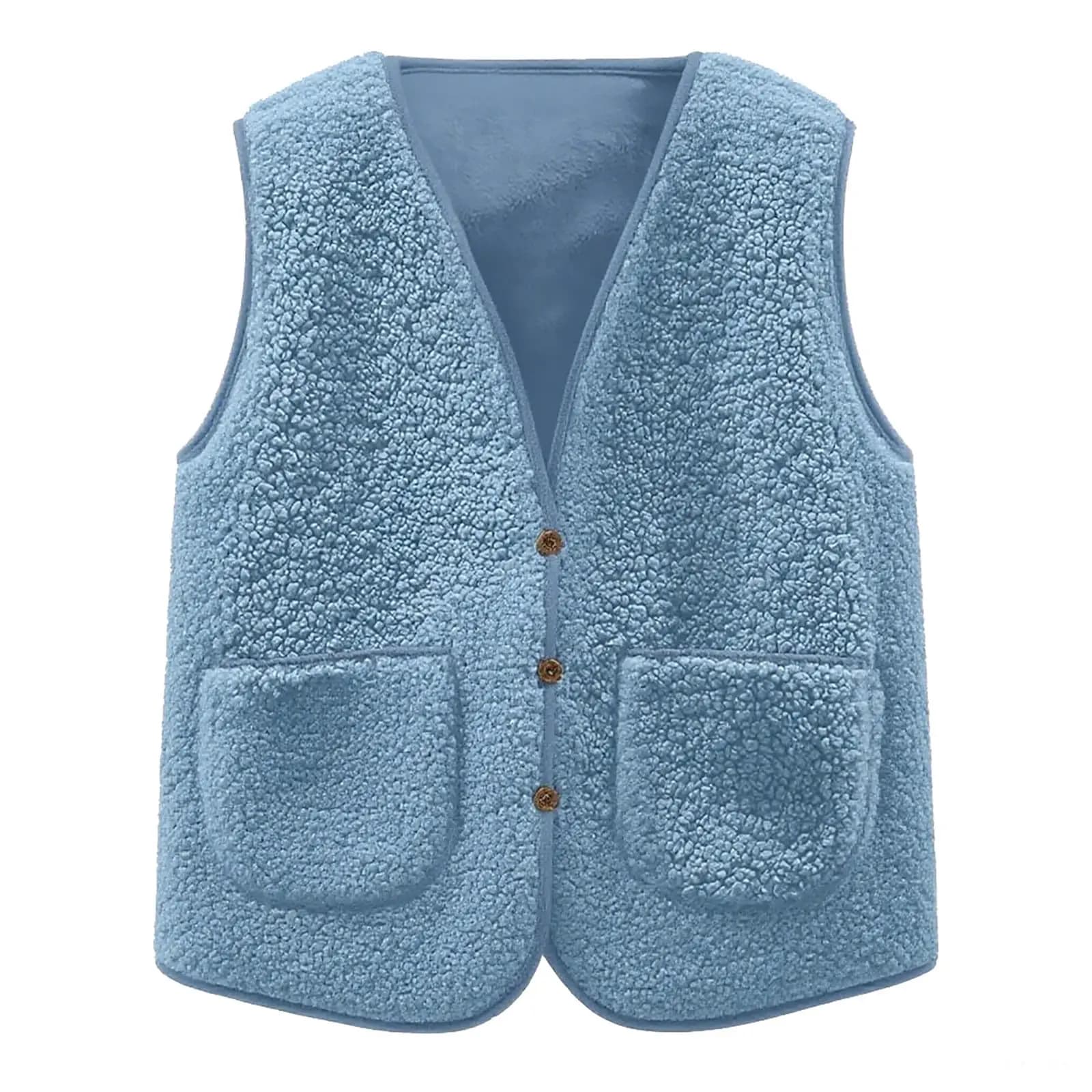Women's Teddy Fleece Button Vest