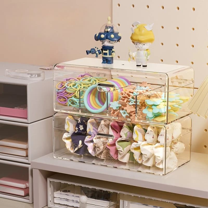 Hair Accessories Organizer Acrylic Storage Box Clear Hair Tie Organizer for Headband Cosmetic Storage Box Desk Jewelry Organizer