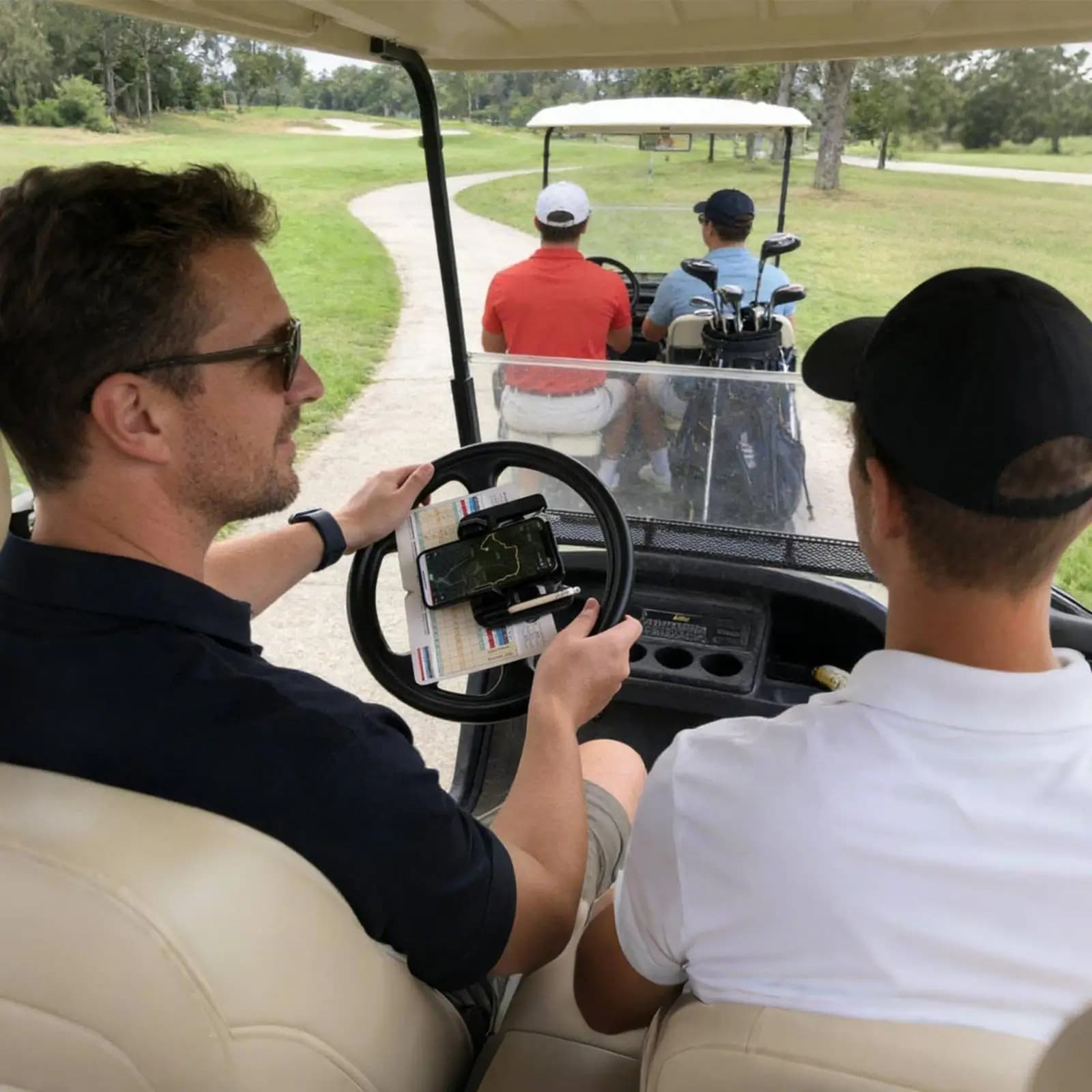 Golf Phone Mount Practical Car Holder Phone Organizer for Golf Cart Steering Wheel Easy Installation