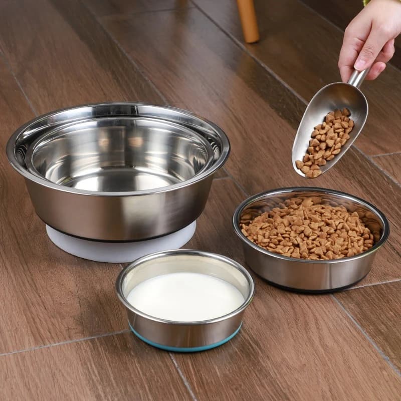 Stainless Steel Pet Bowl with Silicone Base