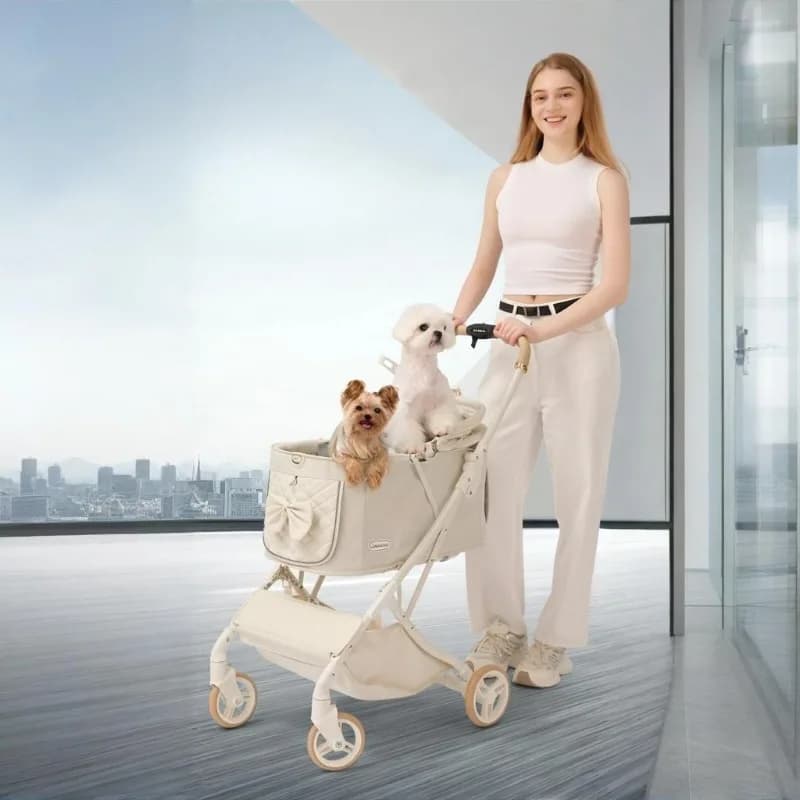 Dog Stroller Foldable Breathable Puppy Carrier Universal Front Wheel 360 ° Strollers	portable Pet Travel Supplies Accessories