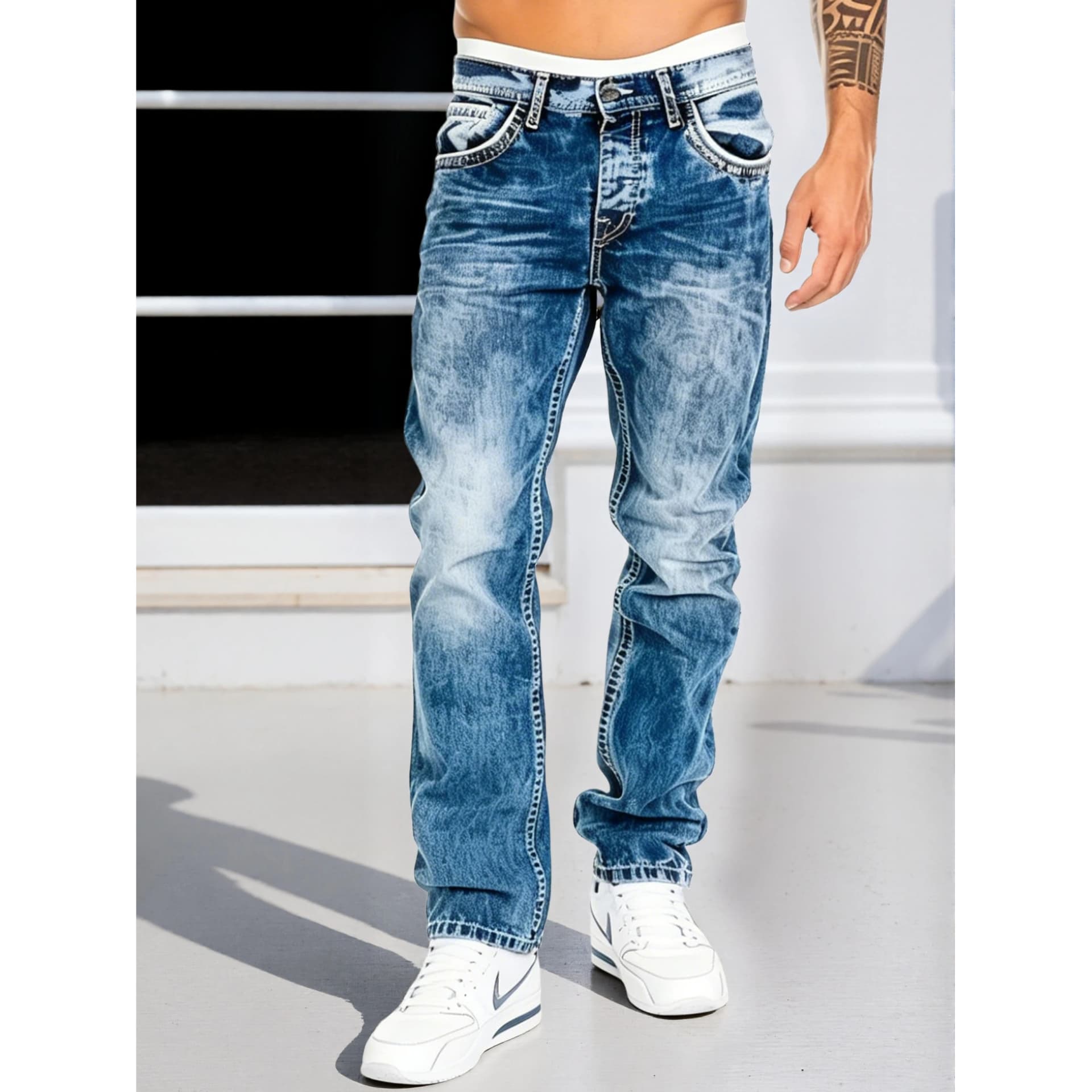 Men's Classic Straight Stretch Denim Jeans