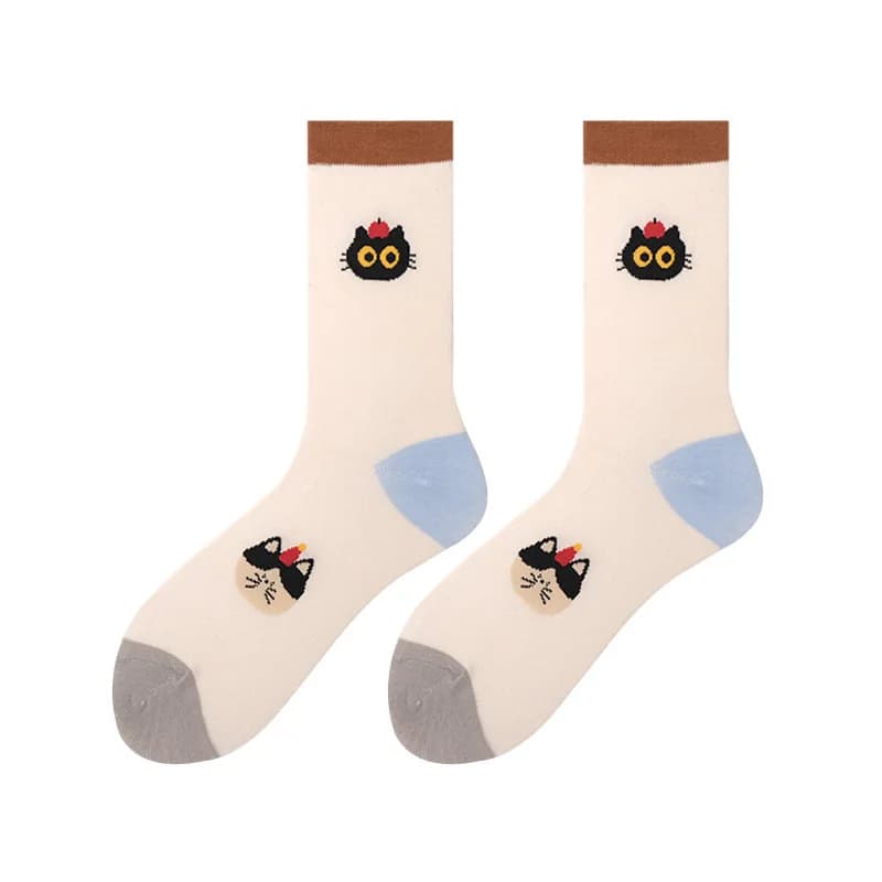 Women's Cartoon Striped Cotton Crew Socks