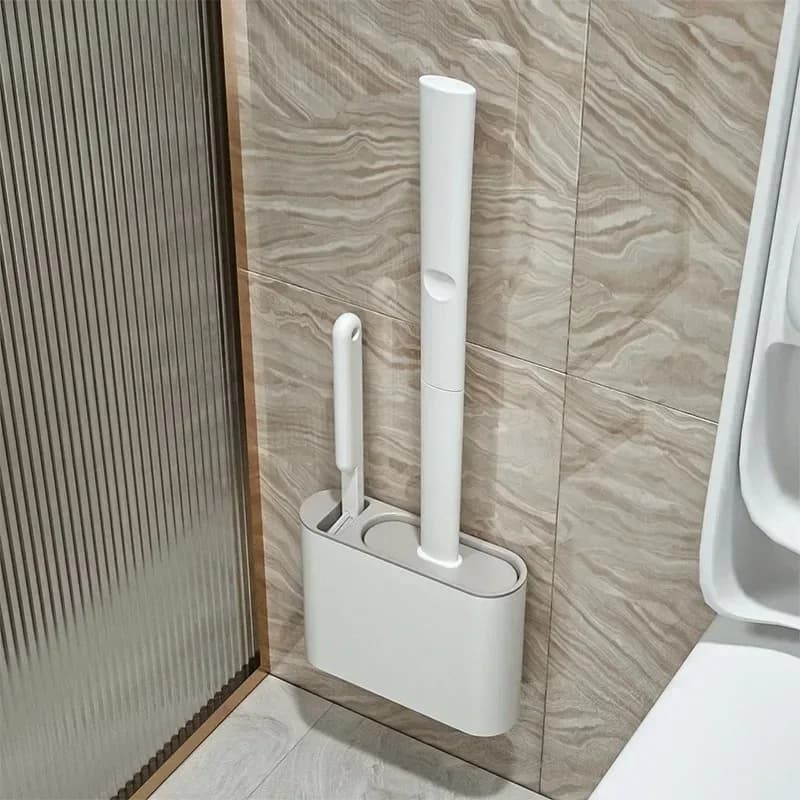 Silicone Toilet Brush with Wall-Mount Holder