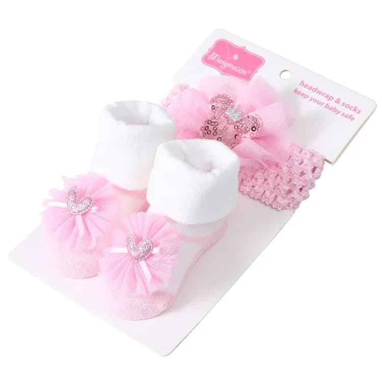 Baby Girl Socks and Bow Headband Set