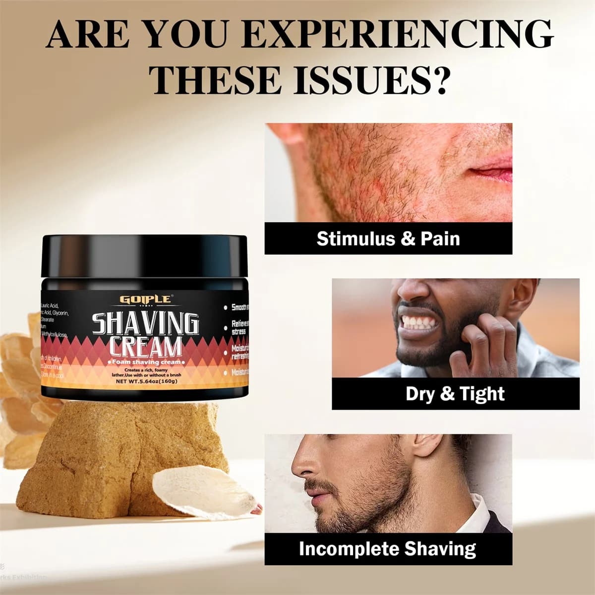 Men's Shaving Care Cream Kit with Stainless Steel Bowl