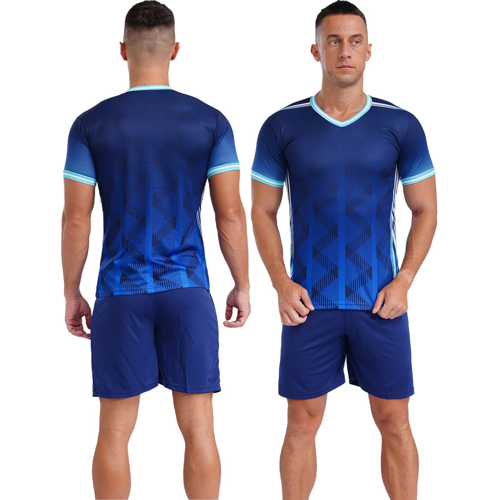 Men's V-Neck Graphic Print Training Uniform Set