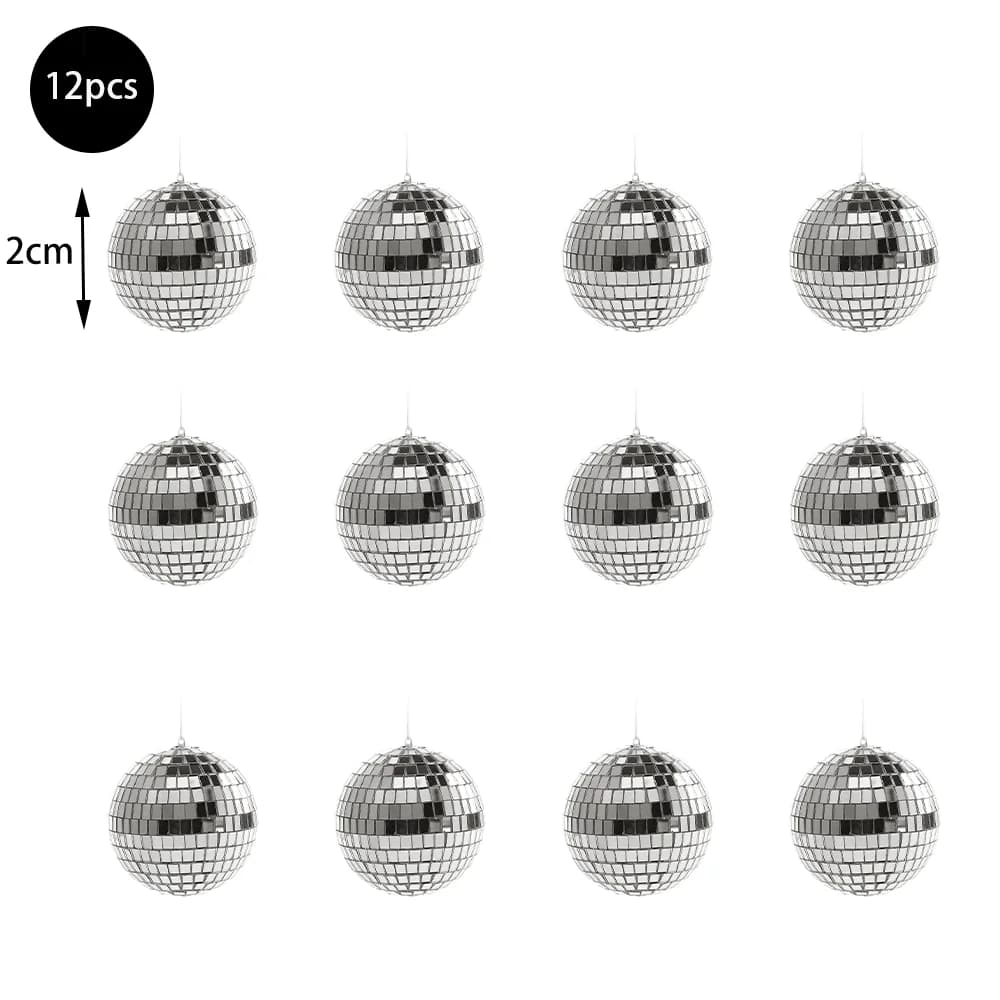 Mirrored Disco Ball Glass Ornaments with String
