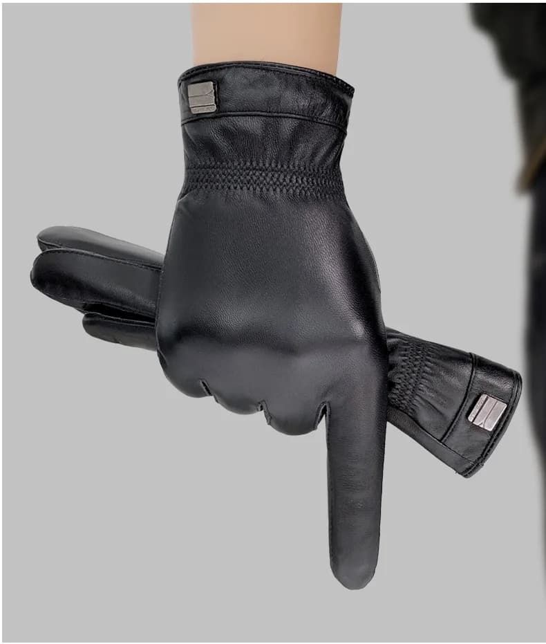 Fleece-Lined Leather Touchscreen Gloves