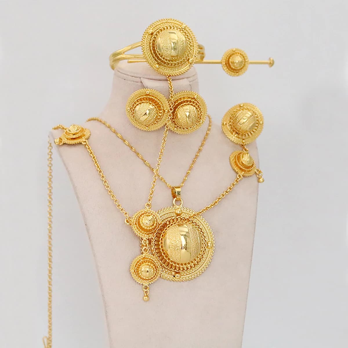 Ethiopian Women's Jewelry Set with Hairpins and Headbands