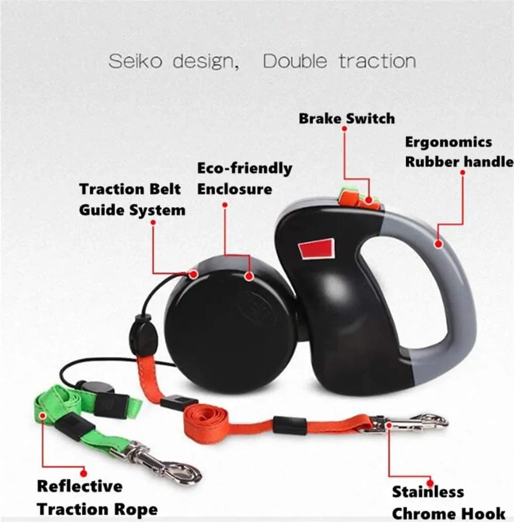 Dual Line Retractable Dog Leash 3M