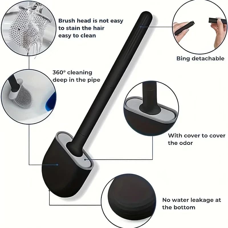 Silicone Toilet Brush with Wall Mount Holder