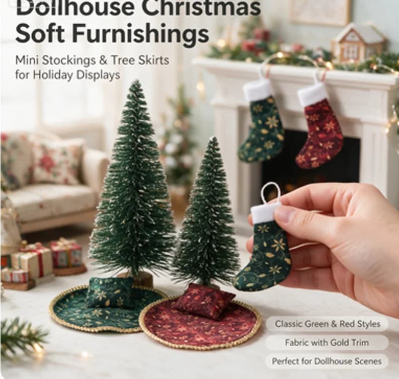 Miniature Christmas Stocking Set for Dollhouses