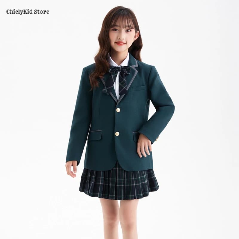 Kids Formal Uniform Blazer Pants Skirt Tie Set