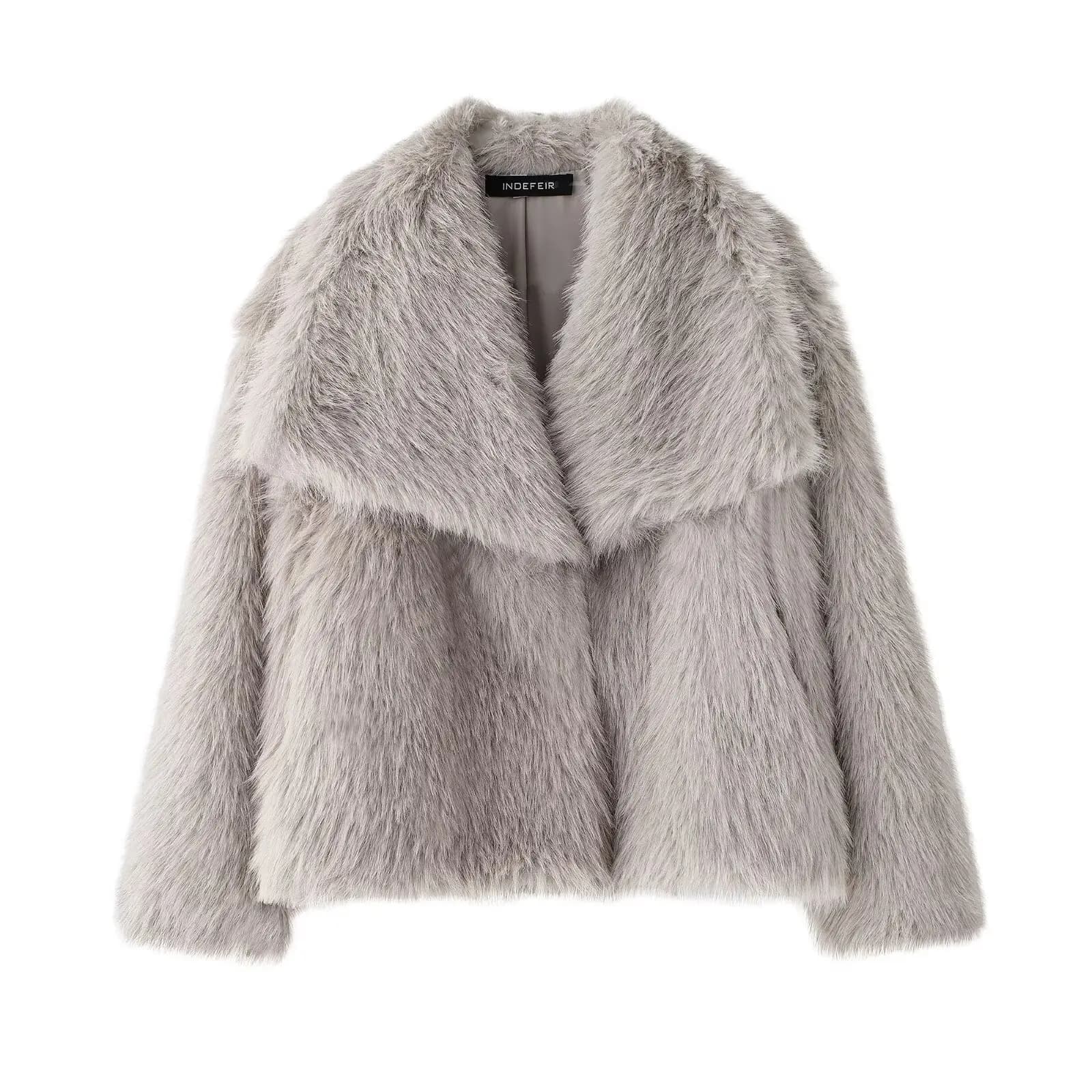 Women's Cropped Faux Fur Cardigan Coat