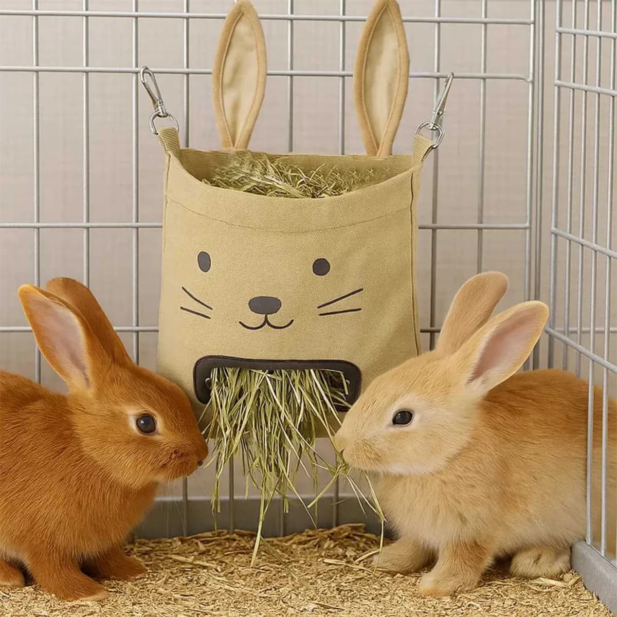 Bunny Ears Hanging Hay Bag Feeder