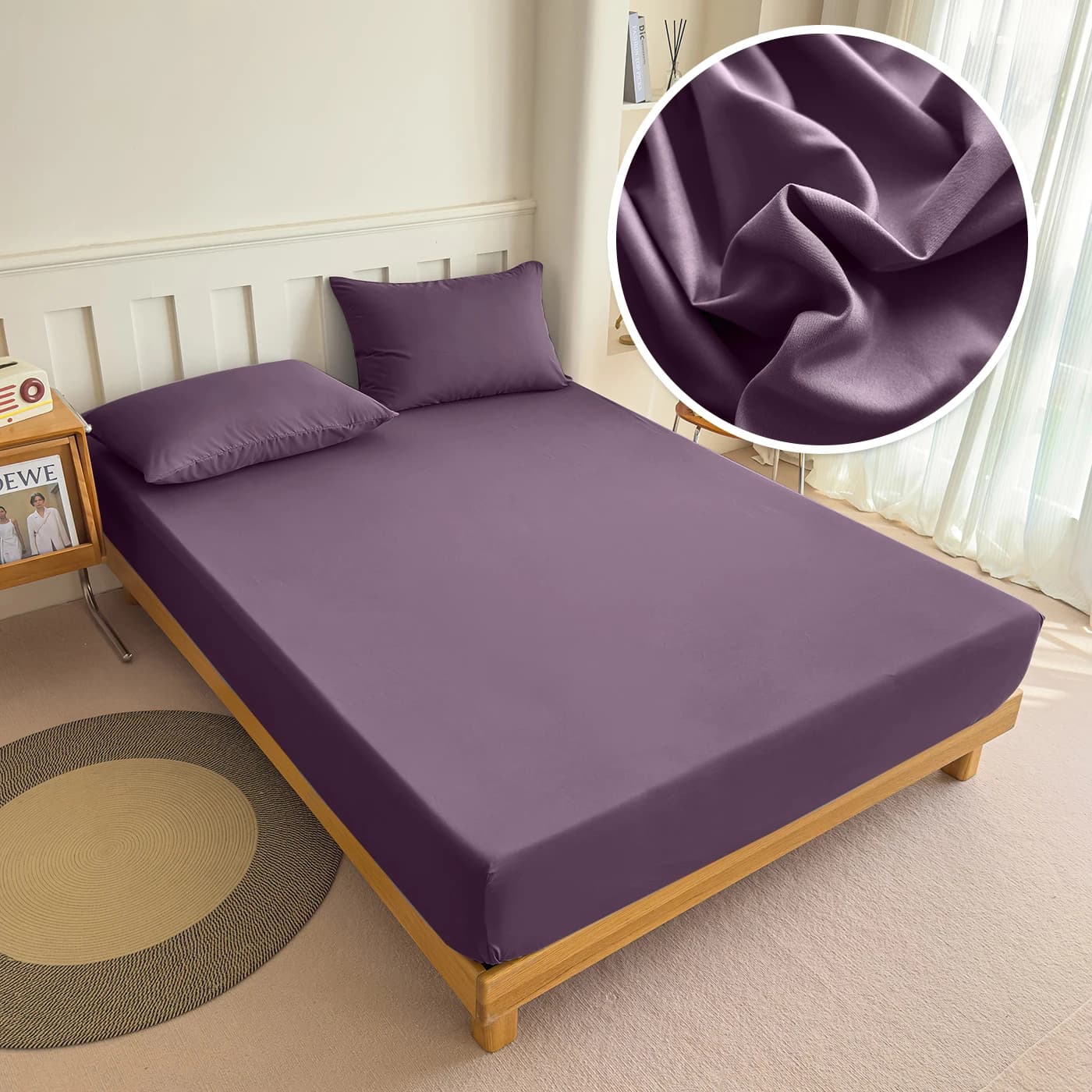Fitted Bed Sheet With Elastic Band Solid Color