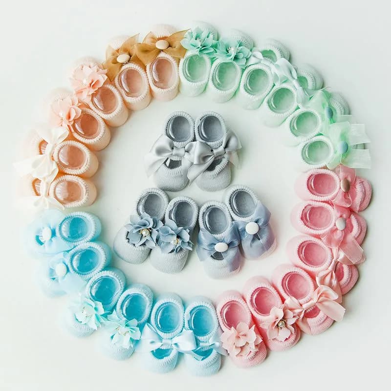 Baby Cotton Anti-Slip Socks with Bow Details