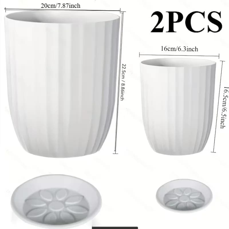 Modern White Plant Pots with Drainage Trays