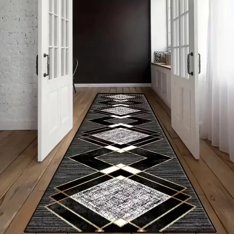 Modern Geometric Long Runner Rug Non-Slip