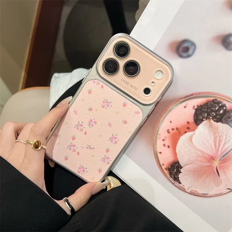 Camera Window Fower Phone Case For iPhone 17 16 15 14 Pro Max Glass Lens Protective Hard PC Back Cover