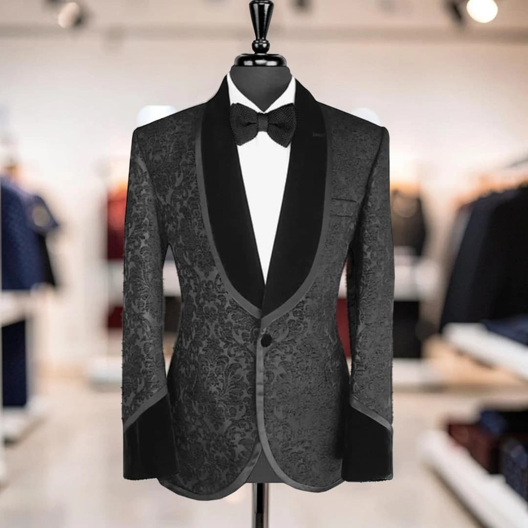 Jacquard Shawl Lapel Formal Blazer