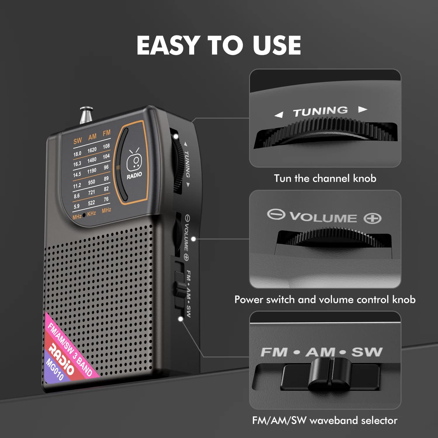Portable AM/FM/SW Radio with Big Speaker