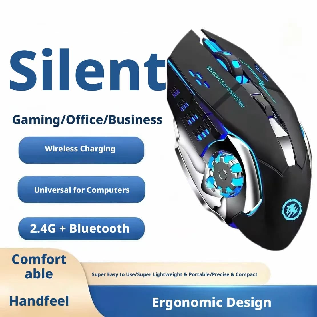Wireless Gaming Mouse with RGB Lighting