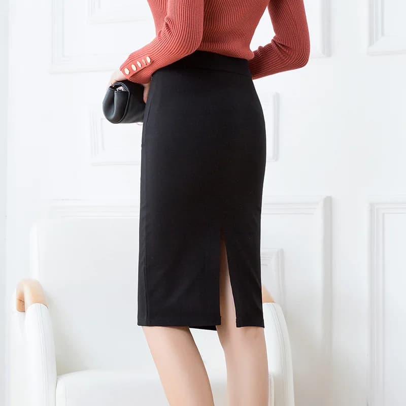 Lightweight Stretchy Black Pencil Skirt