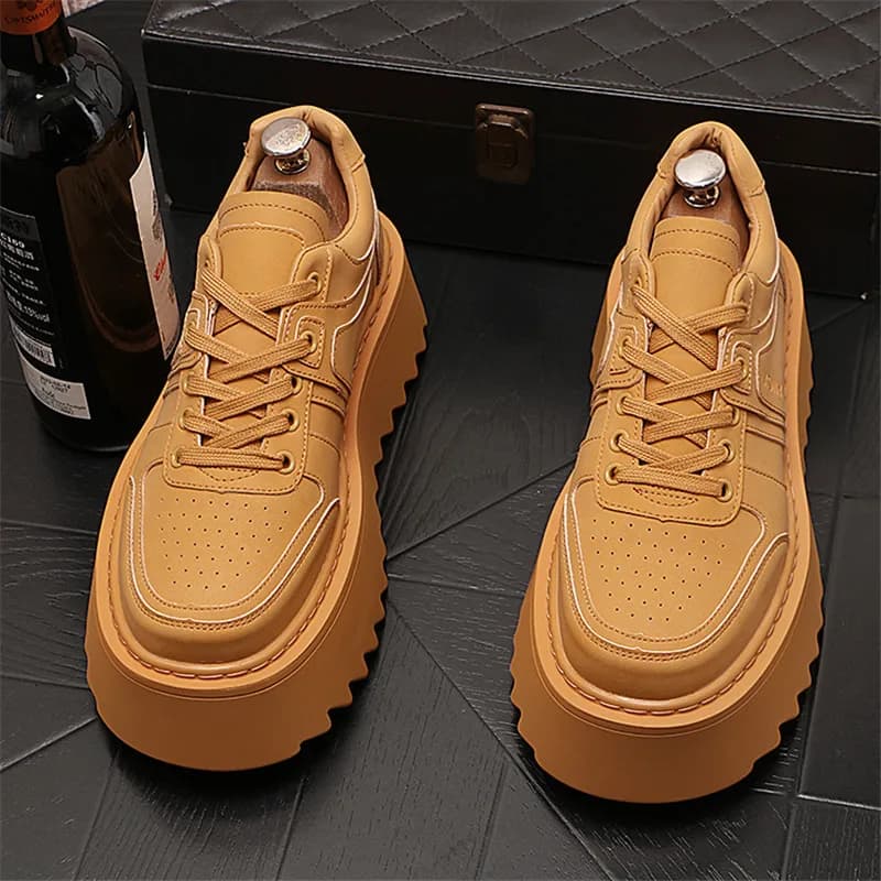 2026 New Platform Korean Sneakers for Men Running Shoes Walking Comfortable Male Casual Lace Up Vulcanized Shoes Chunky Sneaker