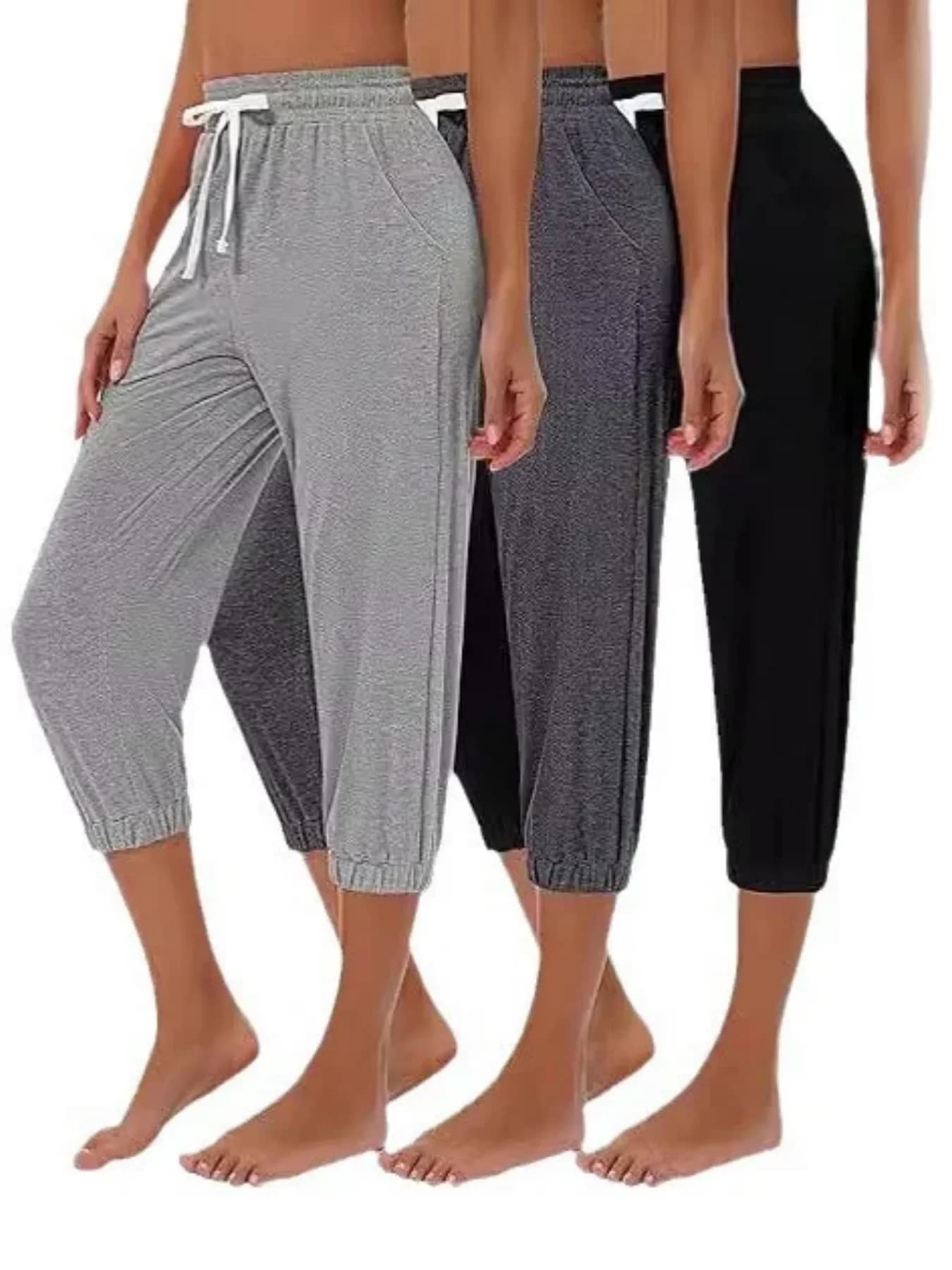 Women's High-Waisted Drawstring Capri Pants