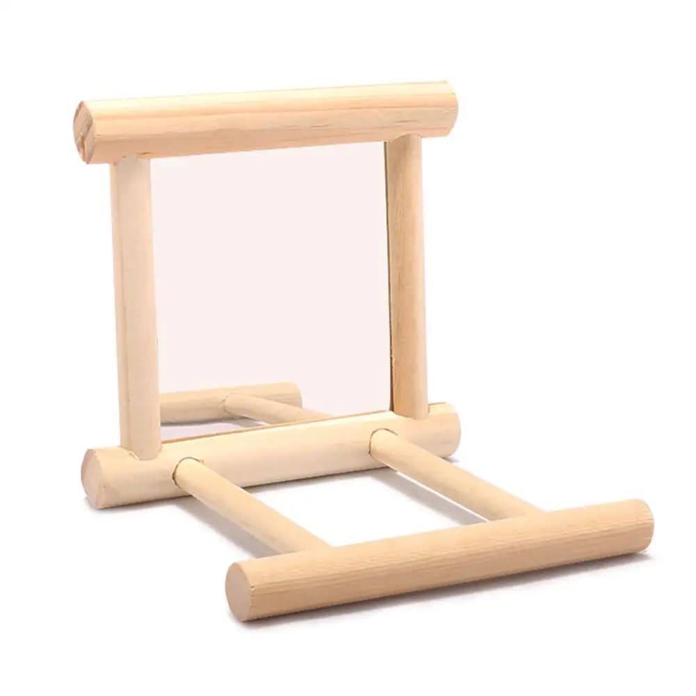 Wooden Mirror Perch Swing for Pet Birds