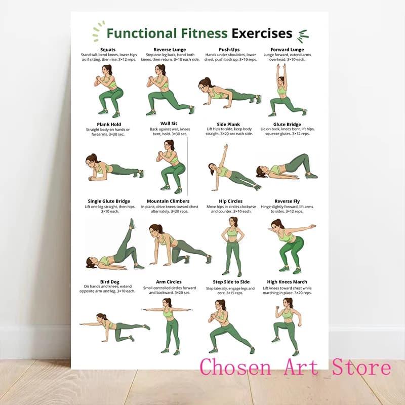 Fitness Exercise Schedule Poster Print Canvas Art Pictures Home Forliving Room and Gym Wall Modern Decor Frameless Painting