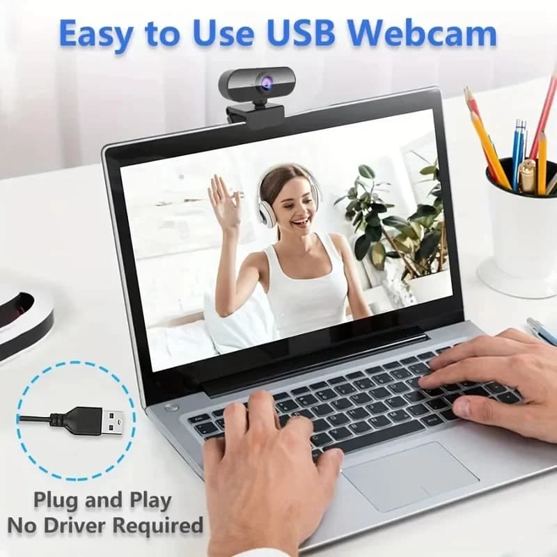 Webcam 1080P Web Cam for Pc Drive-free USB Rotatable Camera with Microphone for Desktop Computer for Video Calling Conference