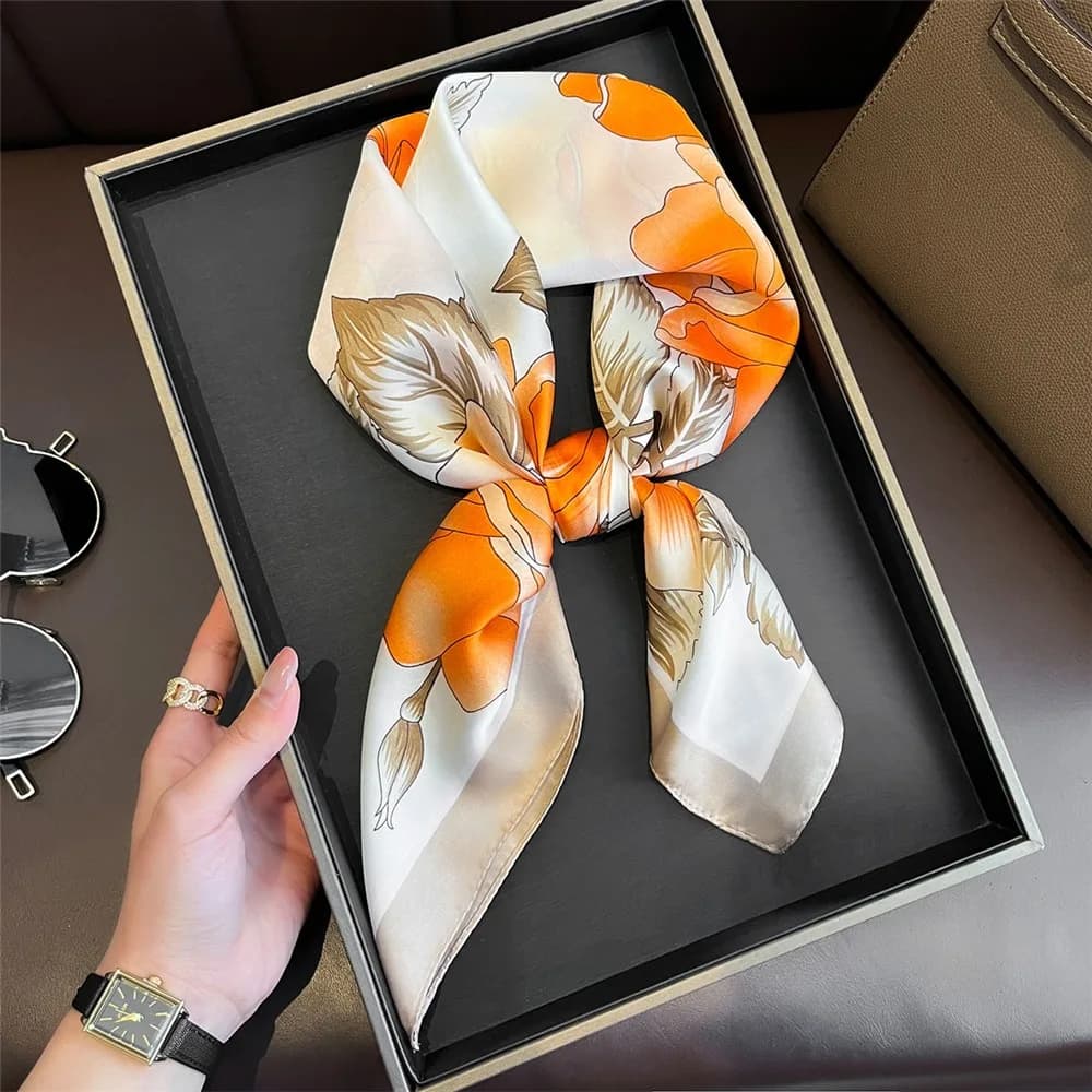 Square Silk Scarf with Lemon Print