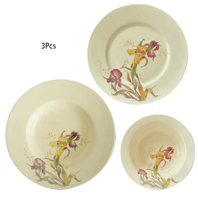 Ceramic Dinner Plate Set French Iris