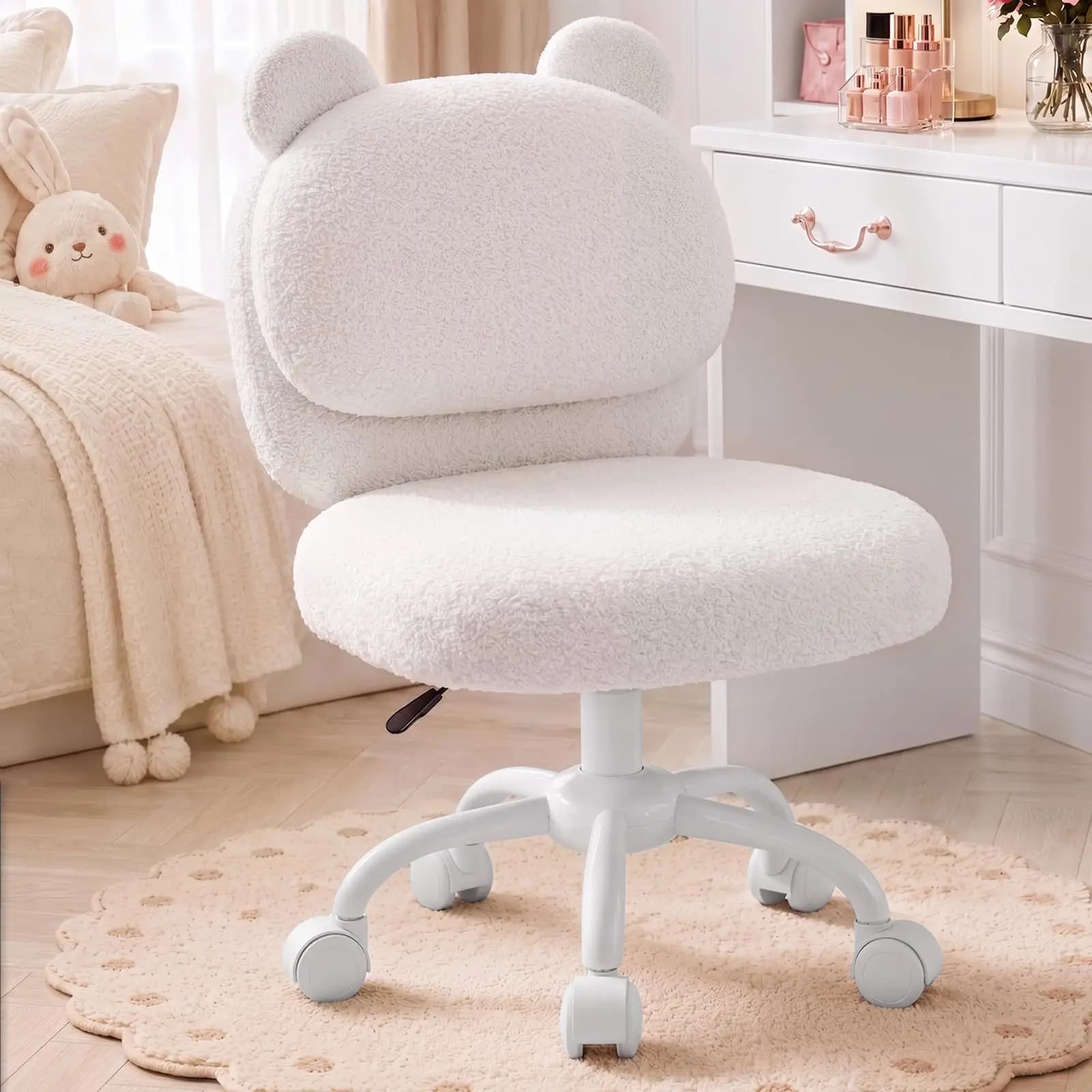 Teddy Fleece Desk Chair with Wheels